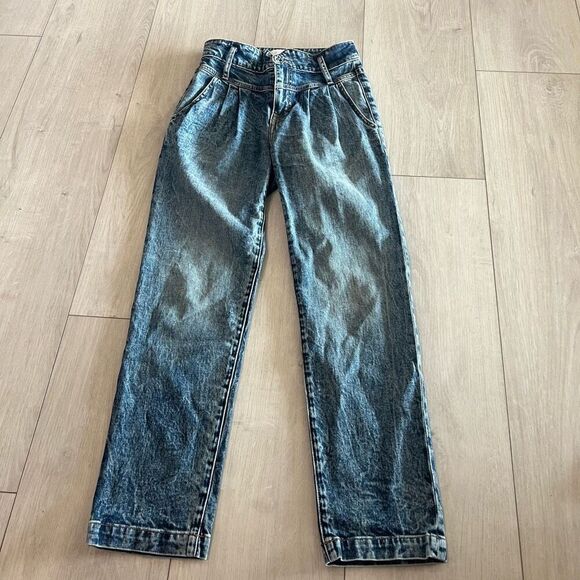 Jonathan Simkhai Theo High Rise Belted Pleated Taper Trousers Jeans size 24 - Picture 1 of 9